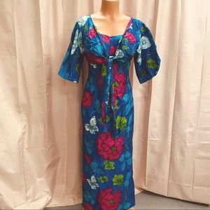 Vintage 1960s Hawaiian Dress with Split Sleeves